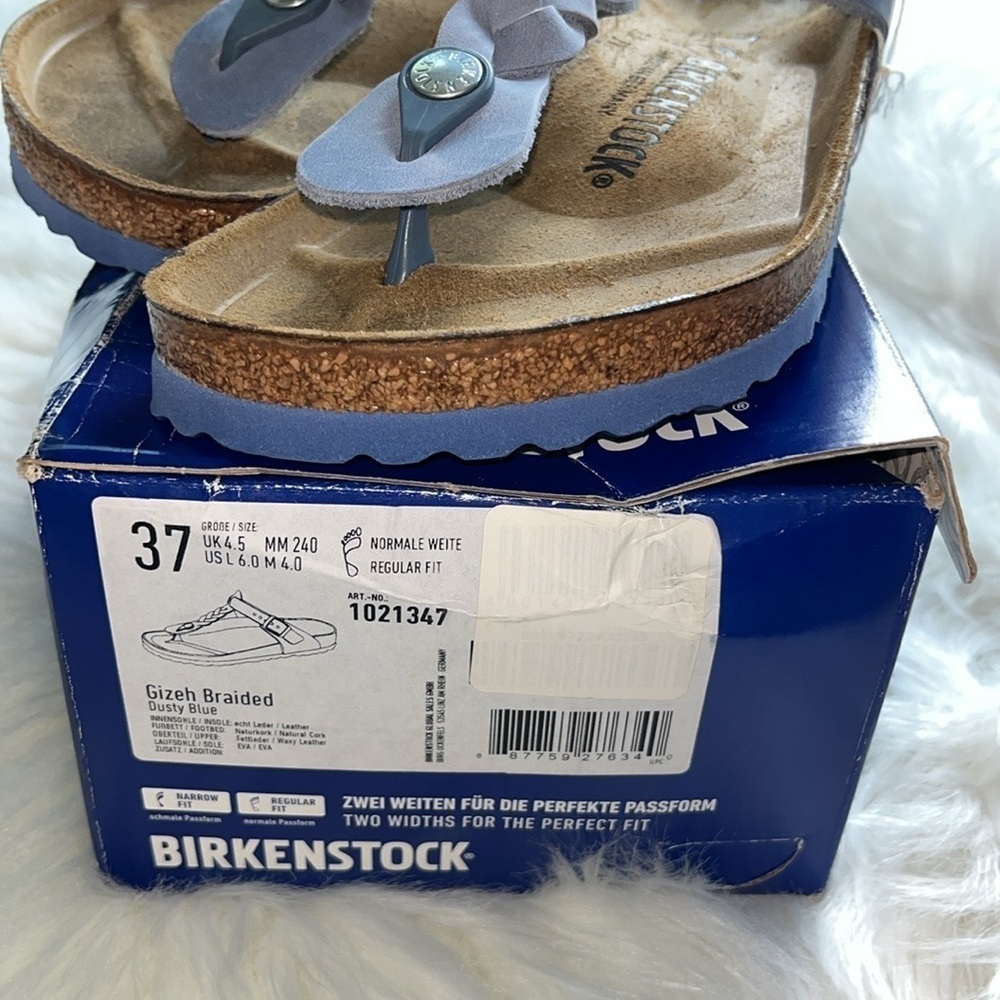 🆕 Birkenstock Gizeh Braided Dusty Blue Oiled Leather Sandals Size 37 US 6/6.5 - Picture 10 of 15